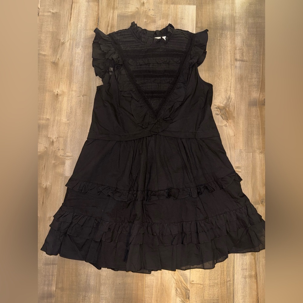 Tuckernuck Pomander Place Black Cecil Ruffle Lace Mini Dress XL NWOT - Picture 5 of 11